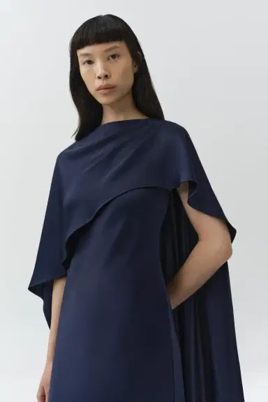 Simkhai Izel Satin Cape Gown | Thumbnail 3 Simkhai Izel Satin Cape Gown | Thumbnail 3