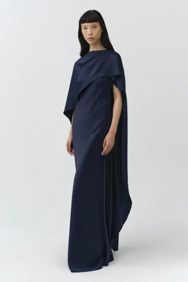 Simkhai Izel Satin Cape Gown | Thumbnail 4 Simkhai Izel Satin Cape Gown | Thumbnail 4