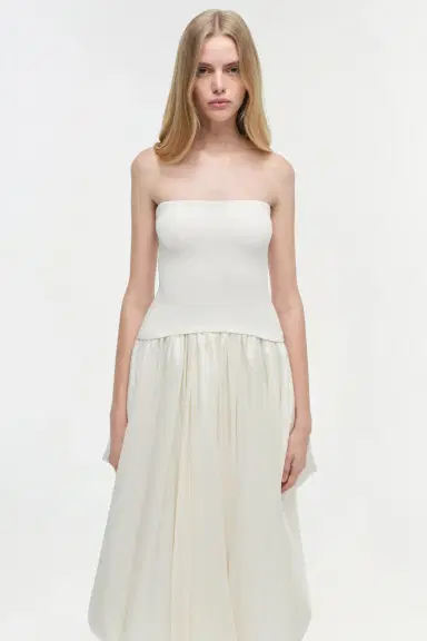 Simkhai Izzy Strapless Taffeta Midi Dress | Thumbnail 3 Simkhai Izzy Strapless Taffeta Midi Dress | Thumbnail 3