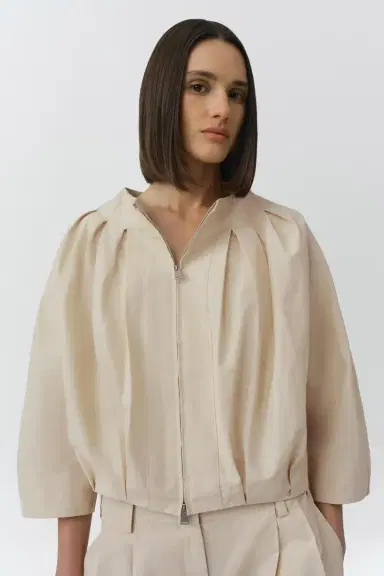 Simkhai Jess Pleated Cotton Faille Jacket | Thumbnail 3