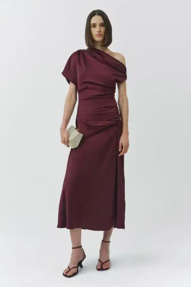 Simkhai Joanna Off Shoulder Satin Midi Dress | Thumbnail 2 Simkhai Joanna Off Shoulder Satin Midi Dress | Thumbnail 2