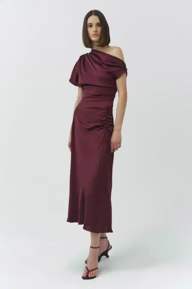 Simkhai Joanna Off Shoulder Satin Midi Dress | Thumbnail 4 Simkhai Joanna Off Shoulder Satin Midi Dress | Thumbnail 4