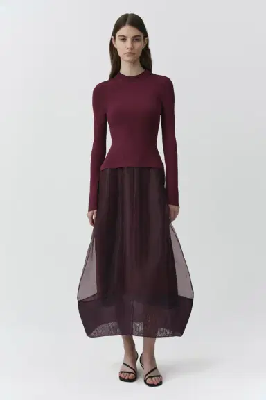 Simkhai Maril Knit Organza Midi Dress | Thumbnail 2 Simkhai Maril Knit Organza Midi Dress | Thumbnail 2