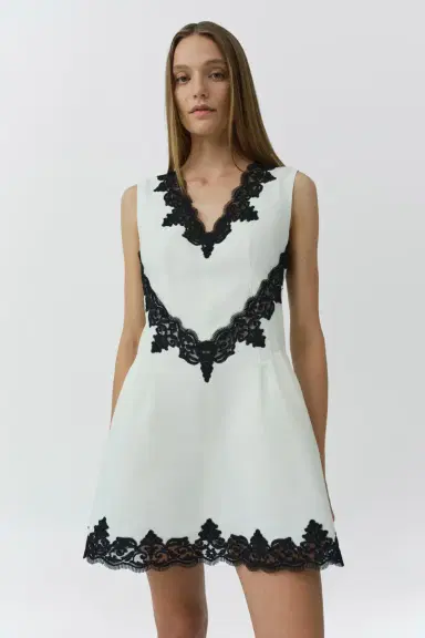 Simkhai Minna Cotton Faille Lace Mini Dress | Thumbnail 4