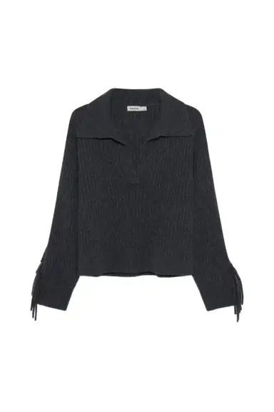Simkhai Natalia Collared Fringe Sweater | Thumbnail 1 Simkhai Natalia Collared Fringe Sweater | Thumbnail 1