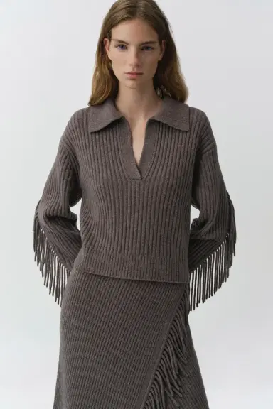 Simkhai Natalia Collared Fringe Sweater | Thumbnail 3 Simkhai Natalia Collared Fringe Sweater | Thumbnail 3