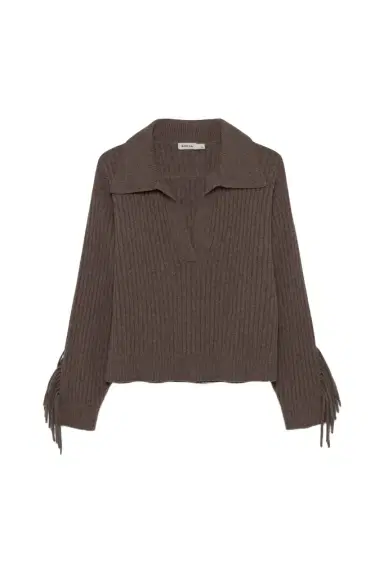 Simkhai Natalia Collared Fringe Sweater | Thumbnail 1 Simkhai Natalia Collared Fringe Sweater | Thumbnail 1