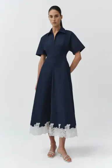 Simkhai Nerris Cotton Faille Lace Midi Dress | Thumbnail 2 Simkhai Nerris Cotton Faille Lace Midi Dress | Thumbnail 2
