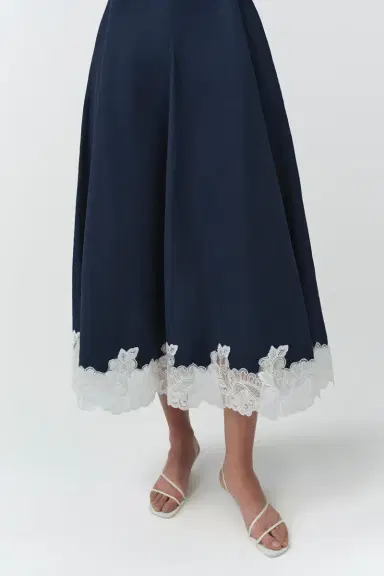 Simkhai Nerris Cotton Faille Lace Midi Dress | Thumbnail 4 Simkhai Nerris Cotton Faille Lace Midi Dress | Thumbnail 4