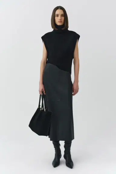 Simkhai Raven Leather Pencil Skirt | Thumbnail 2