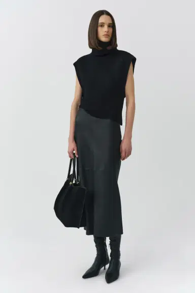 Simkhai Raven Leather Pencil Skirt | Thumbnail 3