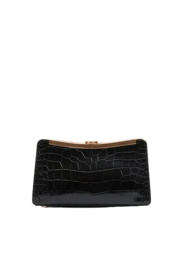 Solange Croc-Embossed Leather Clutch