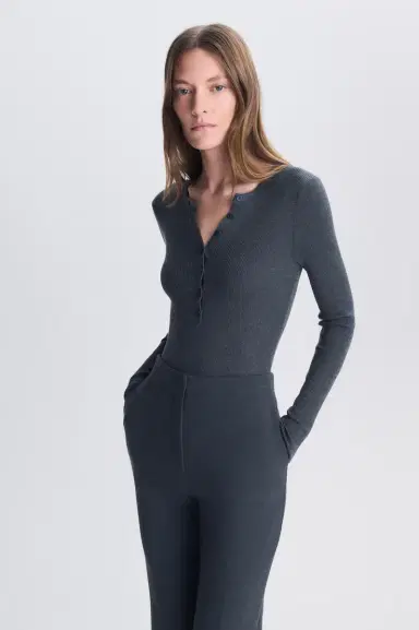 Simkhai Susanne Silk Cashmere Henley Bodysuit | Thumbnail 3 Simkhai Susanne Silk Cashmere Henley Bodysuit | Thumbnail 3