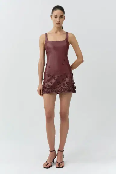 Simkhai Talen Floral Leather Mini Dress | Thumbnail 3