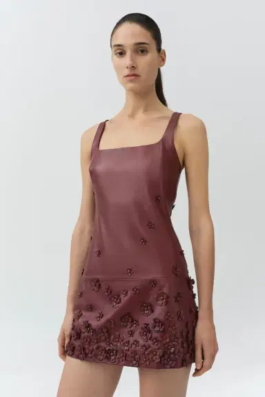 Simkhai Talen Floral Leather Mini Dress | Thumbnail 4