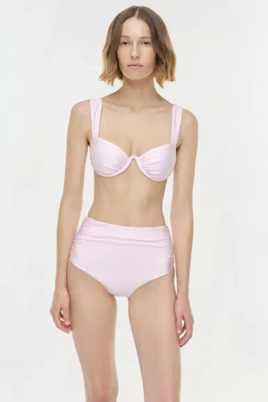 Simkhai Teya High Waisted Ruched Bikini Bottom | Thumbnail 3