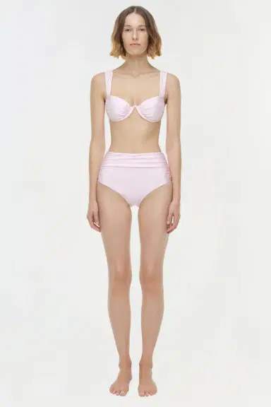 Simkhai Teya High Waisted Ruched Bikini Bottom | Thumbnail 6