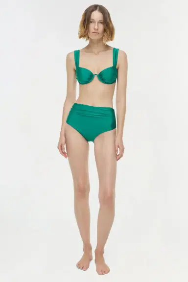 Simkhai Teya High Waisted Ruched Bikini Bottom | Thumbnail 2