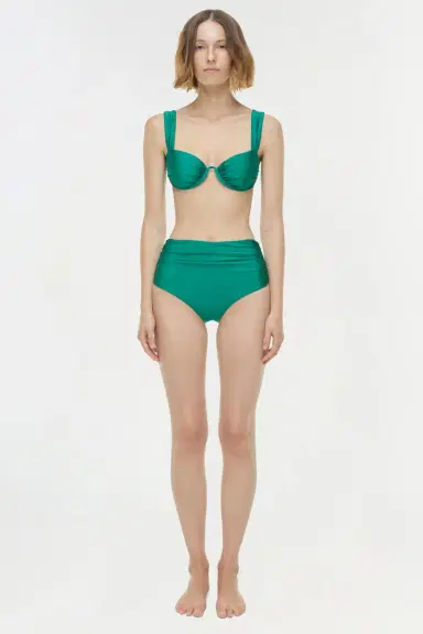Simkhai Teya High Waisted Ruched Bikini Bottom | Thumbnail 6