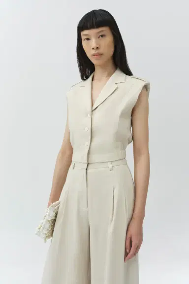 Simkhai York Cropped Linen Vest | Thumbnail 3