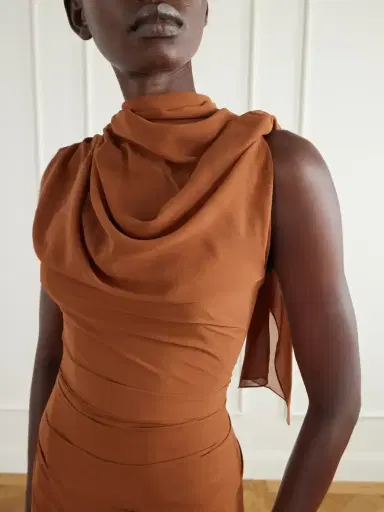 Marmar Halim Scarf-detailed Georgette Gown | Thumbnail 4 Marmar Halim Scarf-detailed Georgette Gown | Thumbnail 4