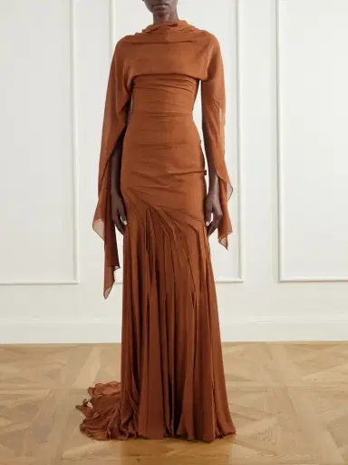 Marmar Halim Scarf-detailed Georgette Gown | Thumbnail 5 Marmar Halim Scarf-detailed Georgette Gown | Thumbnail 5