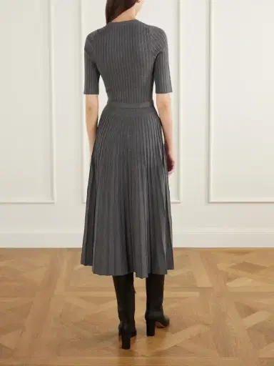 Veronica Beard Elthea Belted Pleated Ribbed-knit Midi Dress | Thumbnail 3 Veronica Beard Elthea Belted Pleated Ribbed-knit Midi Dress | Thumbnail 3