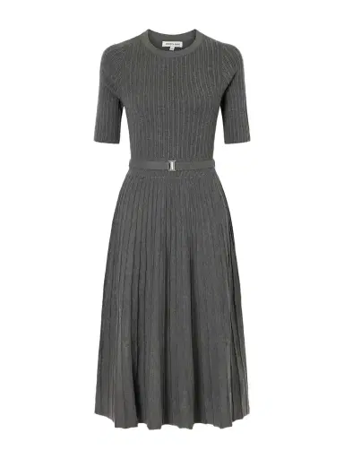 Veronica Beard Elthea Belted Pleated Ribbed-knit Midi Dress | Thumbnail 1 Veronica Beard Elthea Belted Pleated Ribbed-knit Midi Dress | Thumbnail 1