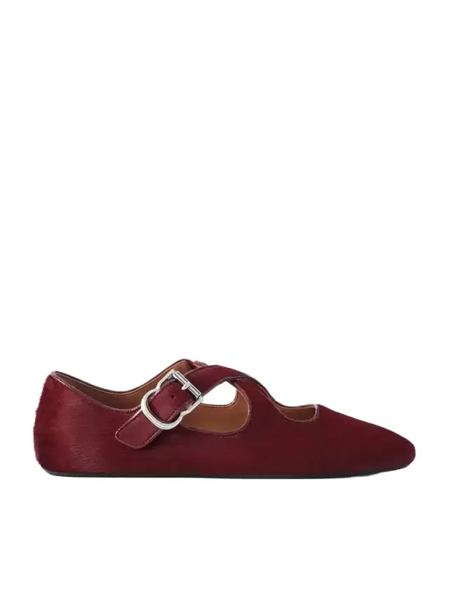Alaïa Criss Cross Leather-trimmed Calf Hair Ballet Flats