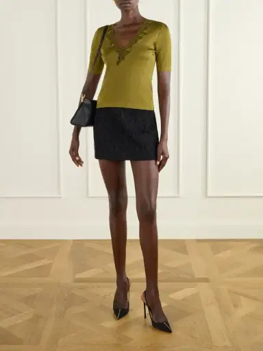 Balmain Lace-trimmed Knitted T-shirt | Thumbnail 2 Balmain Lace-trimmed Knitted T-shirt | Thumbnail 2