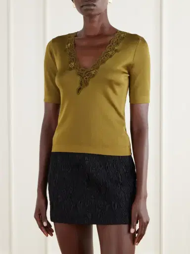 Balmain Lace-trimmed Knitted T-shirt | Thumbnail 3 Balmain Lace-trimmed Knitted T-shirt | Thumbnail 3