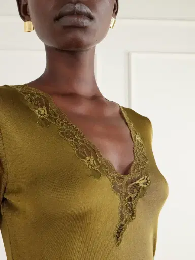 Balmain Lace-trimmed Knitted T-shirt | Thumbnail 5 Balmain Lace-trimmed Knitted T-shirt | Thumbnail 5