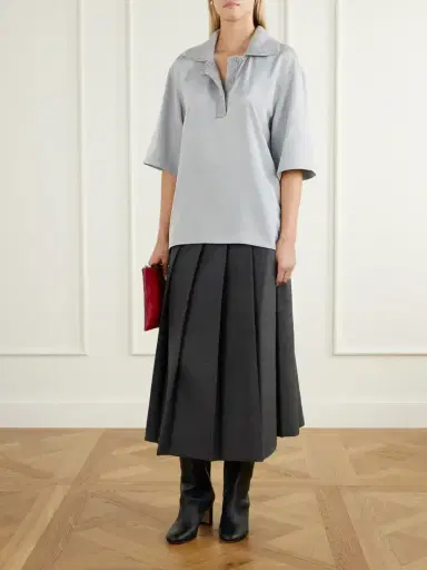 Tibi Stretch Silk-blend Polo Shirt | Thumbnail 2
