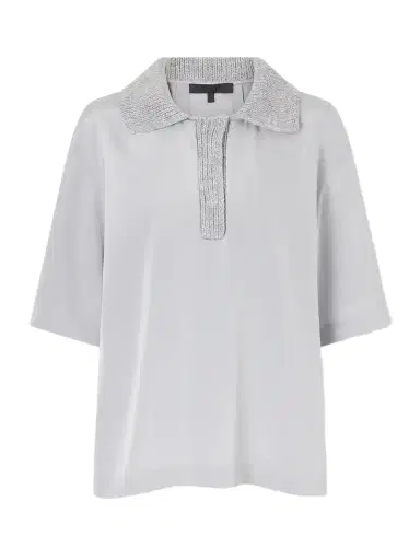 Tibi Stretch Silk-blend Polo Shirt | Thumbnail 1