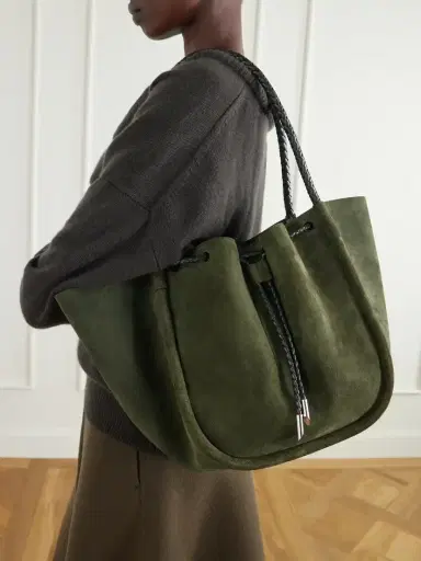 Proenza Schouler Large Ruched Leather-trimmed Suede Tote | Thumbnail 2