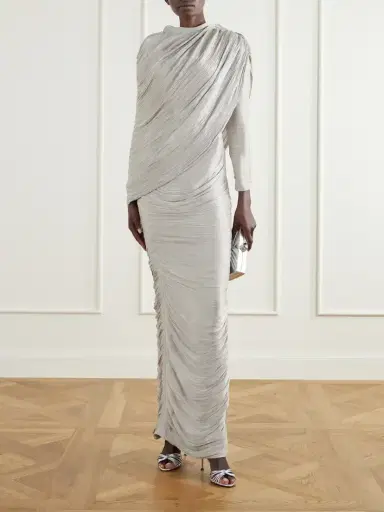 Marmar Halim Cape-effect Plissé Crepe De Chine Gown | Thumbnail 2