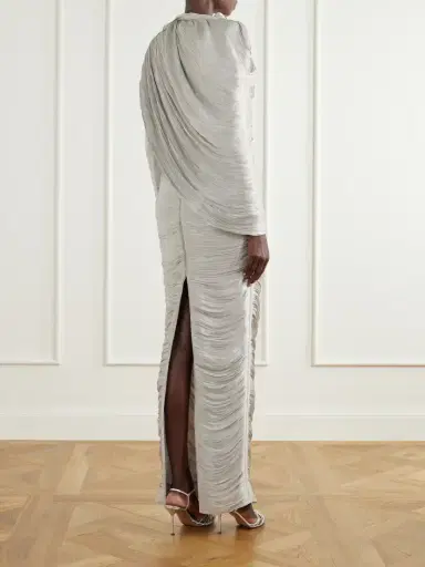 Marmar Halim Cape-effect Plissé Crepe De Chine Gown | Thumbnail 4
