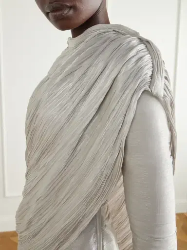 Marmar Halim Cape-effect Plissé Crepe De Chine Gown | Thumbnail 5