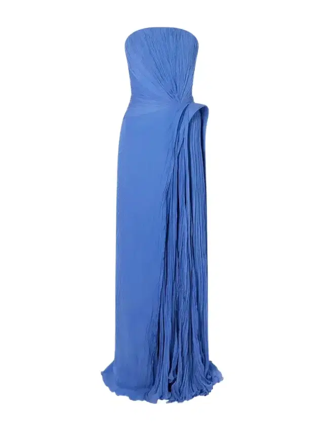 Marmar Halim Strapless Plissé Gown