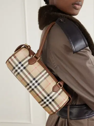 Burberry Barrel Mini Checked Coated-canvas Shoulder Bag | Thumbnail 2 Burberry Barrel Mini Checked Coated-canvas Shoulder Bag | Thumbnail 2