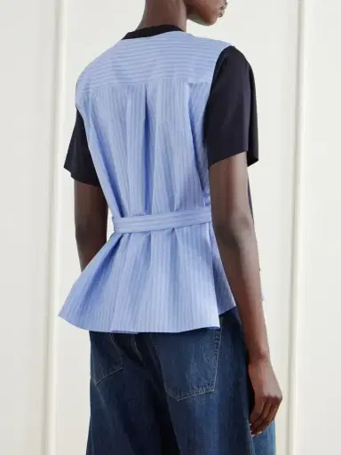 Sacai Striped Poplin-trimmed Cotton-jersey T-shirt | Thumbnail 4 Sacai Striped Poplin-trimmed Cotton-jersey T-shirt | Thumbnail 4