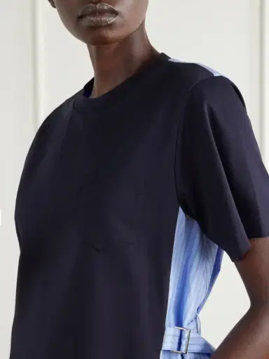 Sacai Striped Poplin-trimmed Cotton-jersey T-shirt | Thumbnail 5 Sacai Striped Poplin-trimmed Cotton-jersey T-shirt | Thumbnail 5