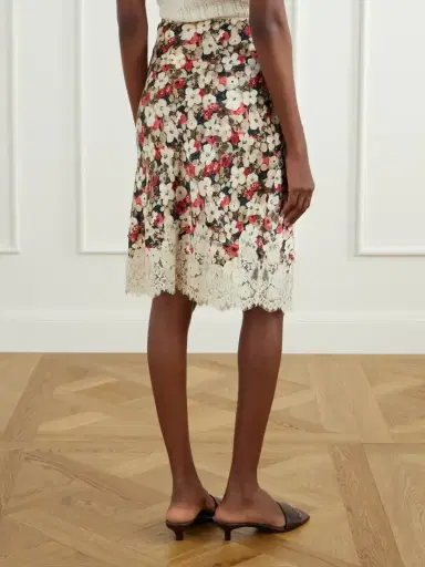 DÔEN Elowette Floral-print Lace-trimmed Silk-satin Midi Skirt | Thumbnail 4 DÔEN Elowette Floral-print Lace-trimmed Silk-satin Midi Skirt | Thumbnail 4