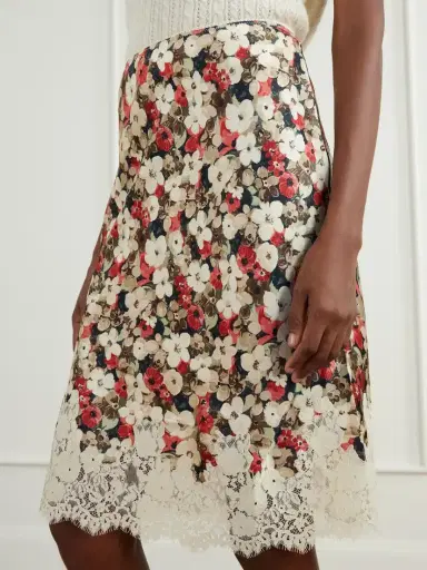 DÔEN Elowette Floral-print Lace-trimmed Silk-satin Midi Skirt | Thumbnail 5 DÔEN Elowette Floral-print Lace-trimmed Silk-satin Midi Skirt | Thumbnail 5