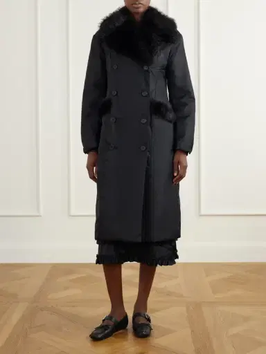 Simone Rocha Double-breasted Plush-trimmed Shell Coat | Thumbnail 3 Simone Rocha Double-breasted Plush-trimmed Shell Coat | Thumbnail 3