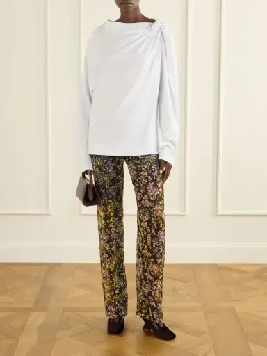 Dries Van Noten Gathered Cotton-jersey T-shirt | Thumbnail 2 Dries Van Noten Gathered Cotton-jersey T-shirt | Thumbnail 2