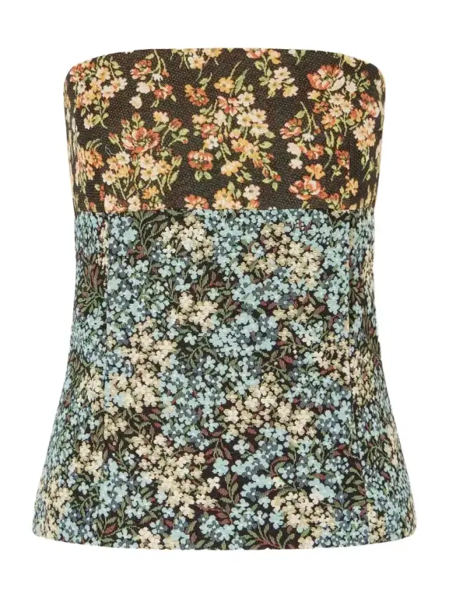 Dries Van Noten Strapless Floral-jacquard Blouse