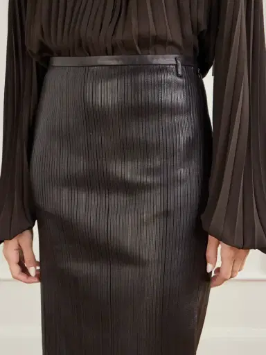 Tom Ford Leather-trimmed Stretch-jersey Midi Skirt | Thumbnail 5