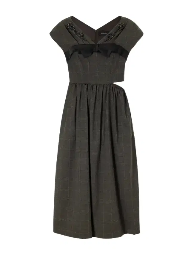 Simone Rocha Embellished Gathered Prince Of Wales Wool-blend Midi Dress