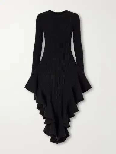 Alaïa Ruffled Ribbed Wool-blend Midi Dress | Thumbnail 2